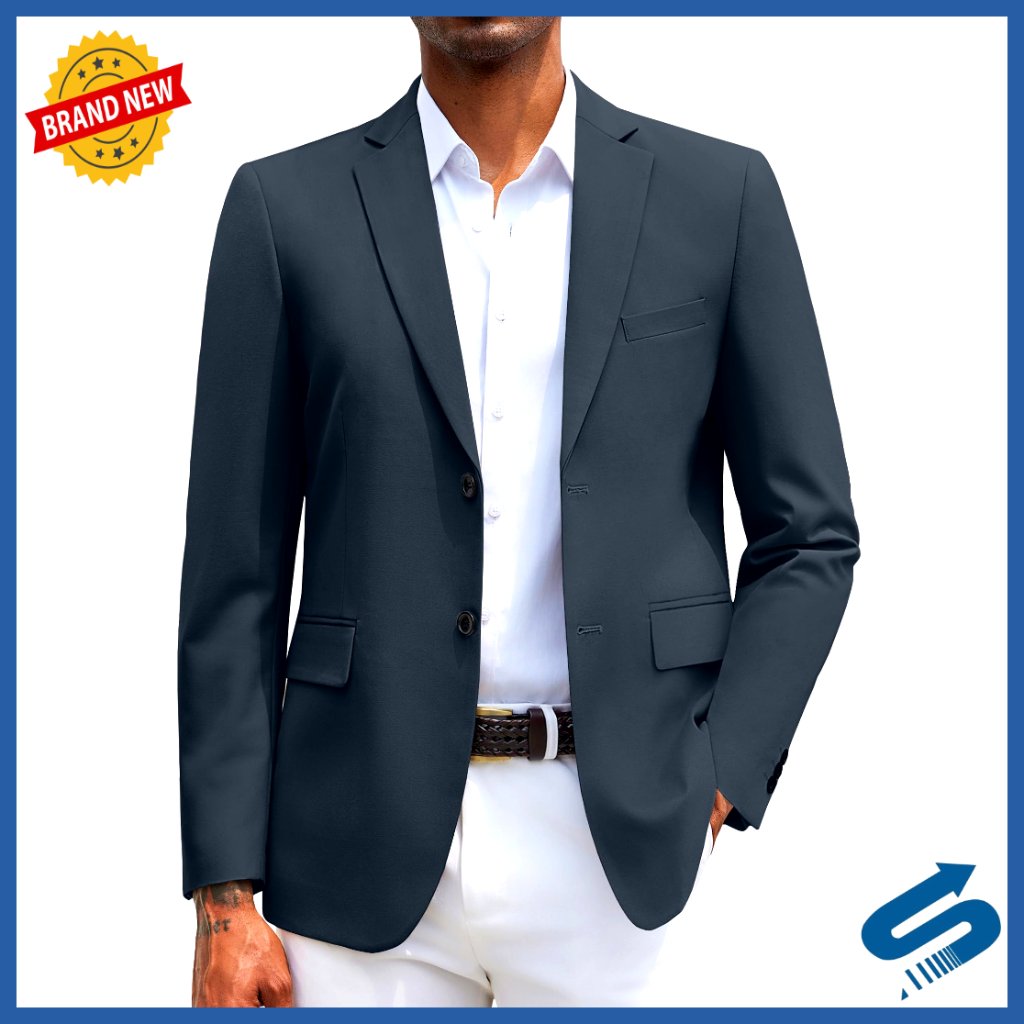 Slim Fit Blazer Lightweight Polyester Rayon Sport Coat Casual Office Wear